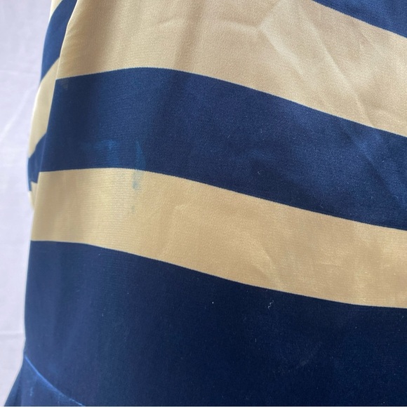 Cremieux Dress Size 10 Navy Blue Tan Multicolor Striped Silky Spaghetti Strap - Picture 7 of 7